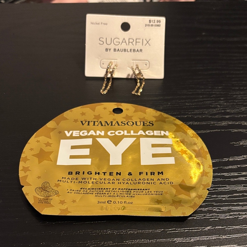 VITAMASQUES Vegan Collagen Eye Mask and Sugarfix Earrings 2fer